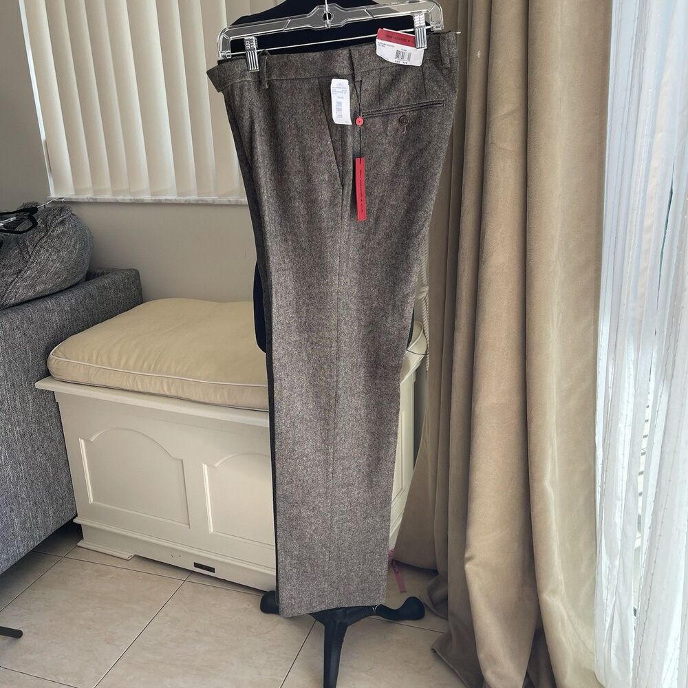 JOHN VARVATOS USA PETRO BROWN DONEGAL TWEED DRESS TROUSERS PANTS NWT 32